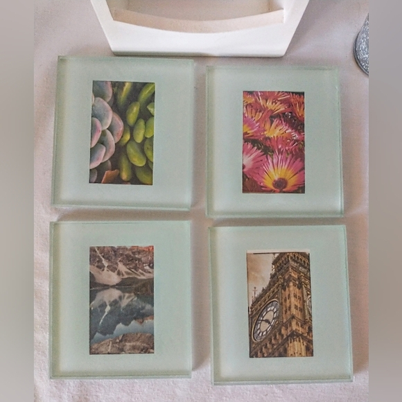 Glass Photo Coasters w/ Wooden Box - 2 Sets of 4 Coasters Each - Picture 5 of 9